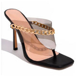 Slip On Thong Sandal With Chain Detail