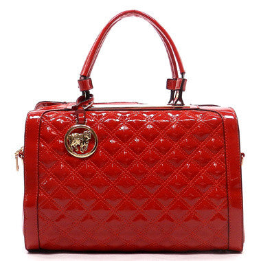 Red Quilted Boston Bag, Boston Bag Satchel Handbag, Feisty Gurl - Feisty Gurl