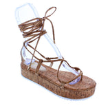 FINAL SALE - Cork Lace Up Wedge Sandals