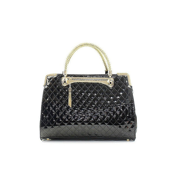 Patent Quilted Satchel